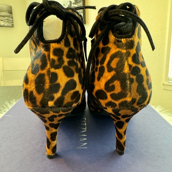 NWT & Box Stuart Weitzman Pipelofty Calf Hair Ankle Booties Chocolate size 6.5 - Picture 6 of 13